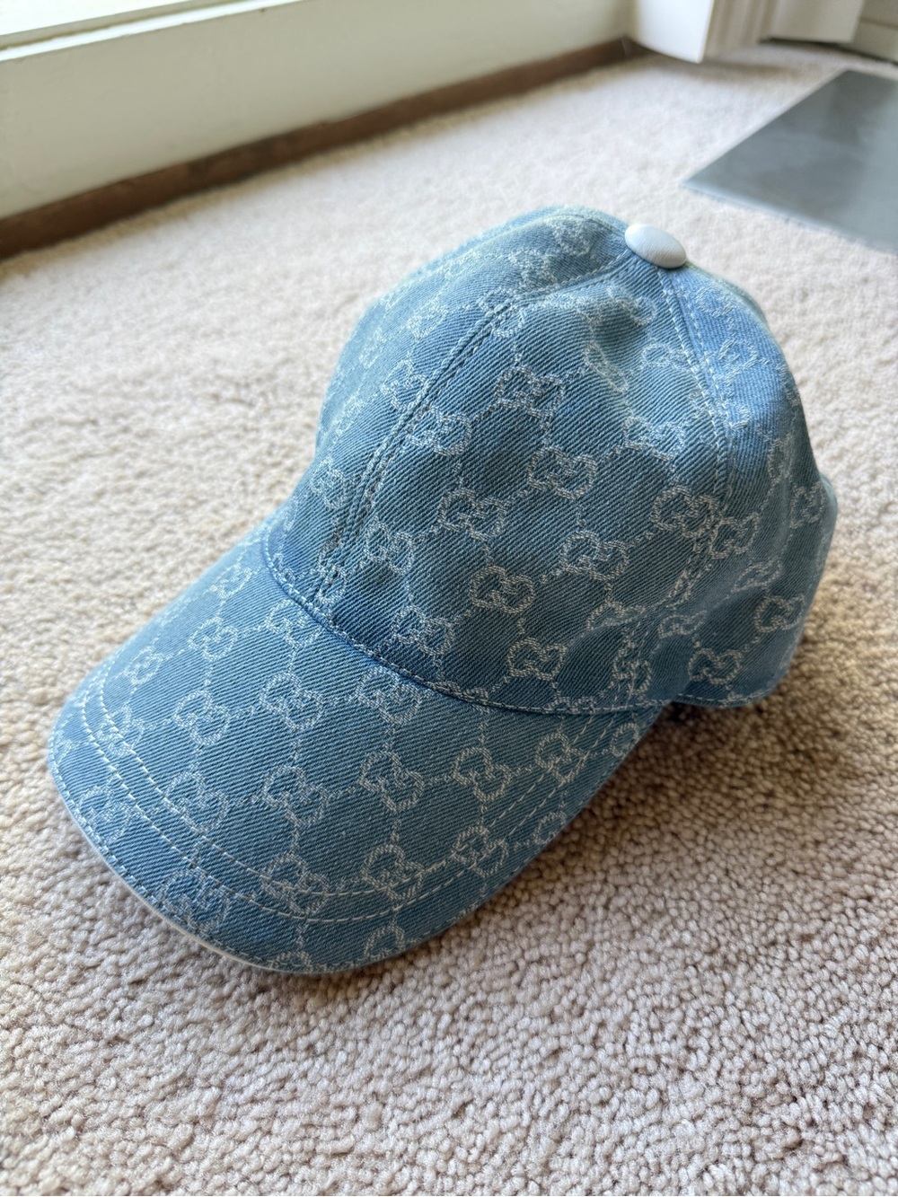 Gucci Light Blue Monogram Baseball Cap